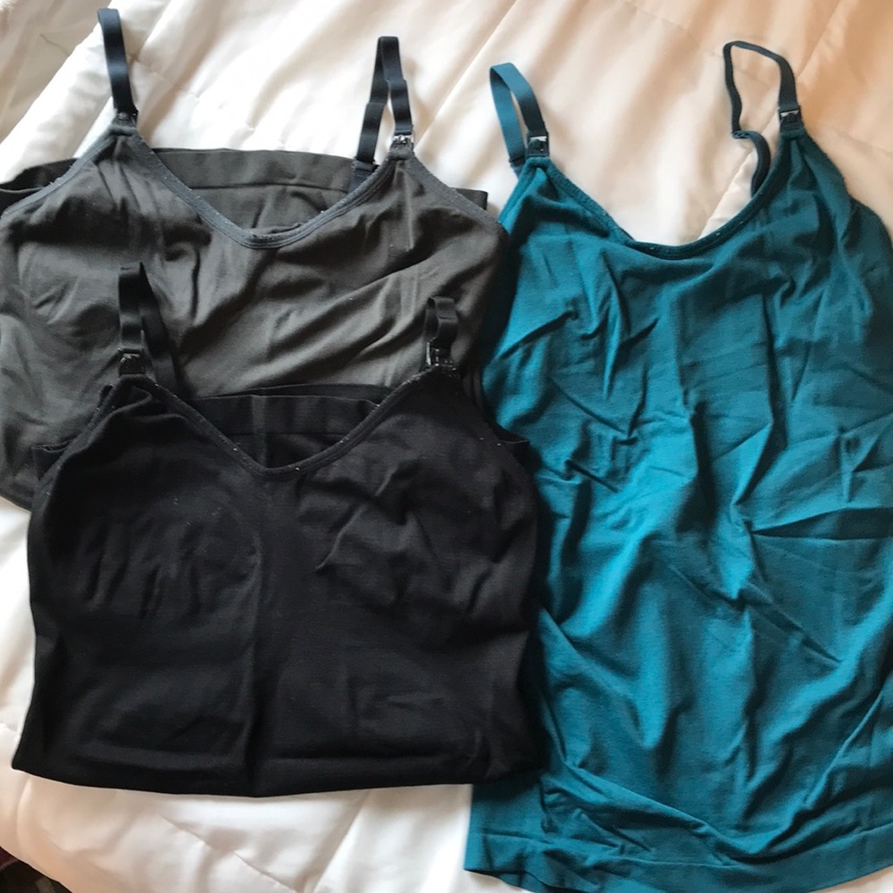 LOT-3 nursing tank tops with built in bra